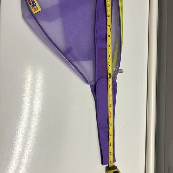 Girlfitti Purple Mesh Velcro Adjustable Body Bag w/ Mesh Wallet & Yellow Zippers - Picture 15 of 15